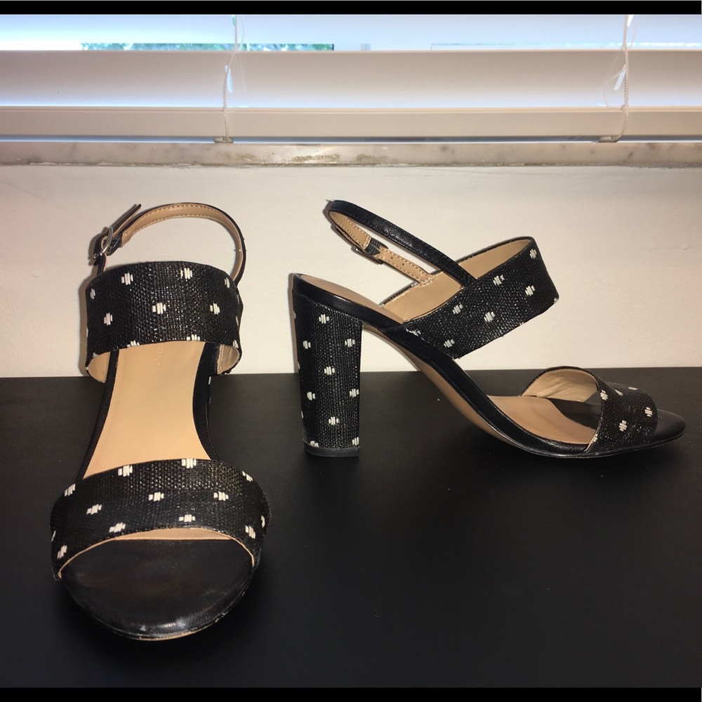 Banana Republic Black w/ White Dots Sandal Heels